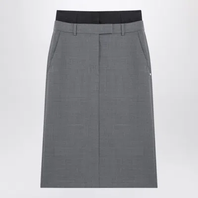 SPORTMAX SPORTMAX GREY WOOL MIDI SKIRT 