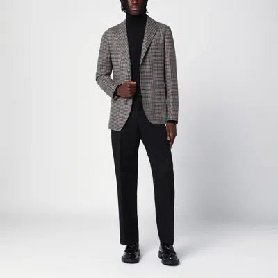 TAGLIATORE TAGLIATORE SINGLE BREASTED JACKET WITH WOOL VICHY PATTERN 