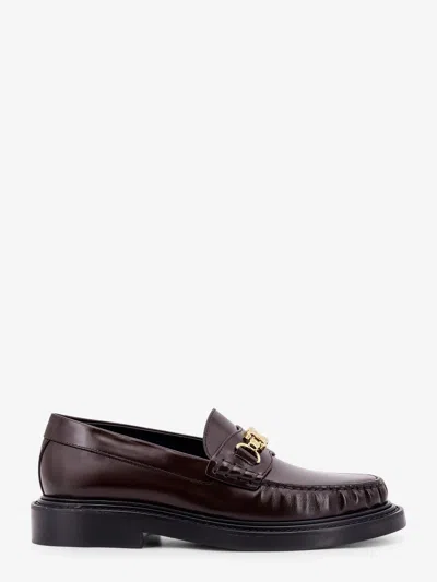 Celine Universite Triomphe Chain Leather Loafer In Brown