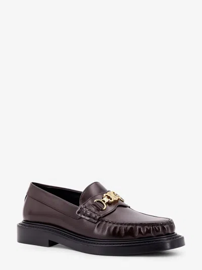Celine Universite Triomphe Chain Leather Loafer In Brown