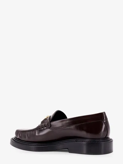 Celine Universite Triomphe Chain Leather Loafer In Brown