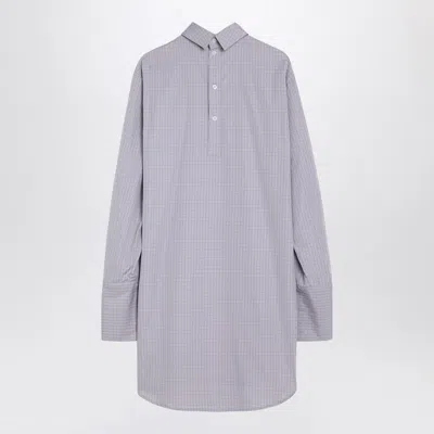 Dries Van Noten Checked Popeline Turtleneck Shirt With High Collar In Purple