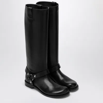Shop Loewe Campo Biker High Boot In Black Calfskin Leather Women