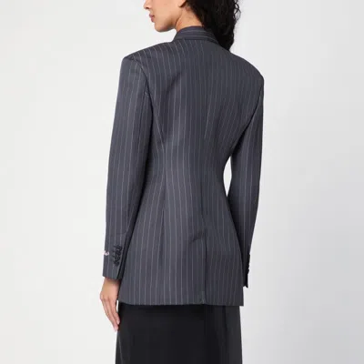 Off-white Single-breasted Pinstripe Jacket In Blue
