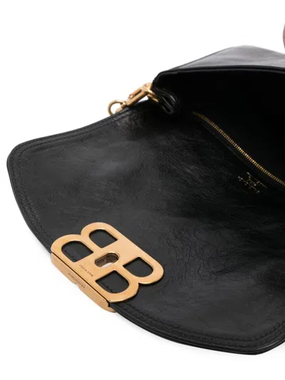 Balenciaga Soft Mini Leather Handbag With Chain-link Handle In Black