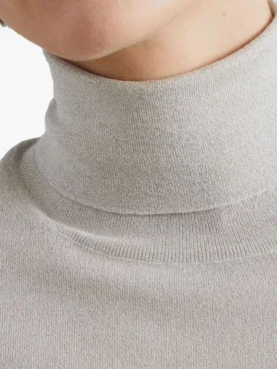 Brunello Cucinelli Cashmere-silk Glitter Turtleneck Sweater In Light Grey