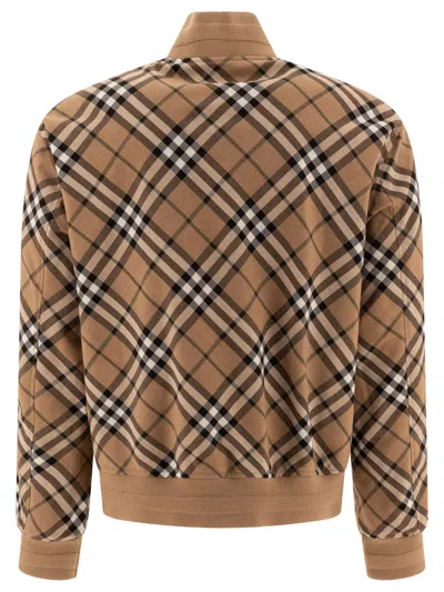 Shop Burberry Classic Check Wool Blend Harrington Jacket In Tan