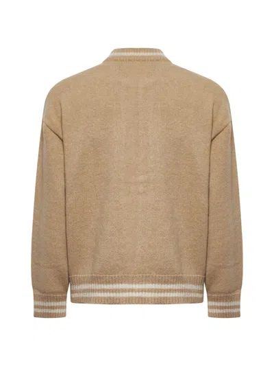 Laneus Knitted Bomber Jacket In Brown