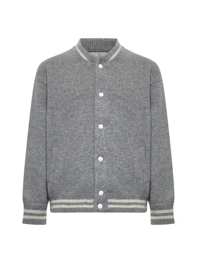 Laneus Knitted Bomber Jacket In Grey