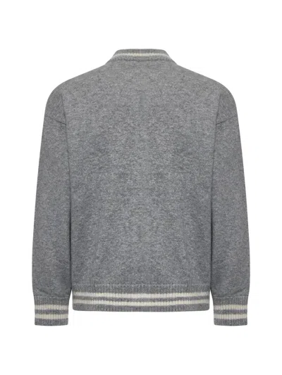 Laneus Knitted Bomber Jacket In Grey