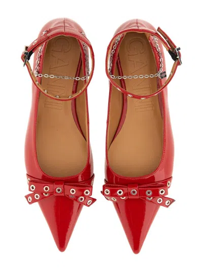 Ganni Jewel Ballet Flats In Red
