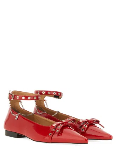 Ganni Jewel Ballet Flats In Red