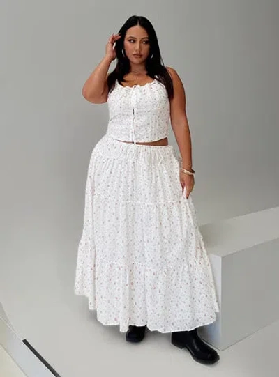 Princess Polly Curve Cherry On Top Maxi Skirt In White Floral