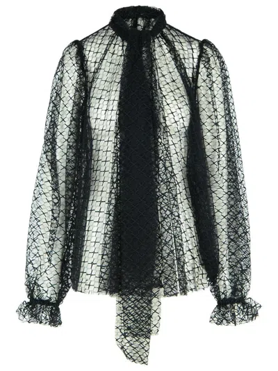 Dolce & Gabbana Mesh Turtleneck Shirt In Black