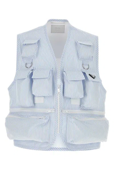 Prada Striped Sleeveless Vest With D-ring Accents In Stripped