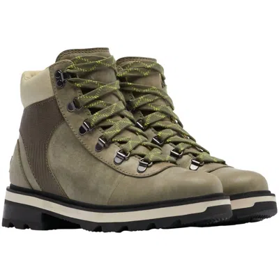 Sorel Women's Lennox Hiker Stkd Wp Hiking Boot In Stone Green/laurel Leaf In Green