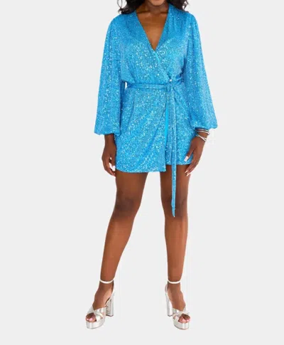 Buddylove Adeline Sequin Wrap Dress In Blueberry In Blue