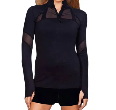 Tlf Apparel Headline Mesh Panel Route Long Sleeve Top In Black In Blue