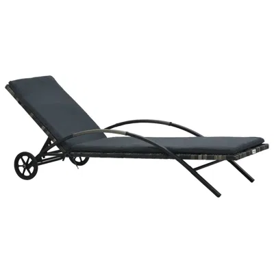 Vidaxl Sun Lounger With Cushion & Wheels Poly Rattan Anthracite, 47746