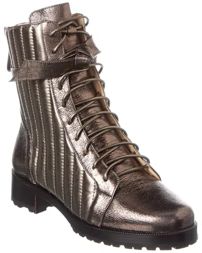 Alexandre Birman Clarita Quilted Leather Combat Boot In Silver