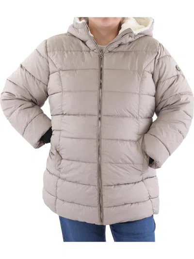 Jessica Simpson Plus Womens Insulated Faux Fur Lined Glacier Shield Coat In Grey