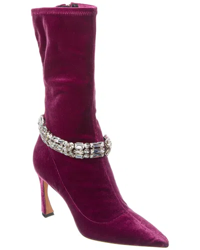Alexandre Birman Riviera Velour Boot In Purple