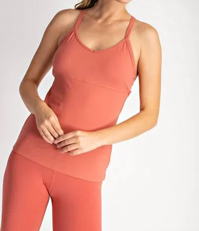Rae Mode Butter Soft Padded Tank Top In Rustic Coral In Pink