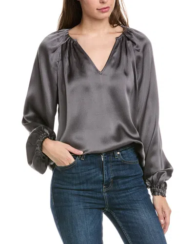 Go Silk Go> By Gosilk Foldover Silk Top In Grey