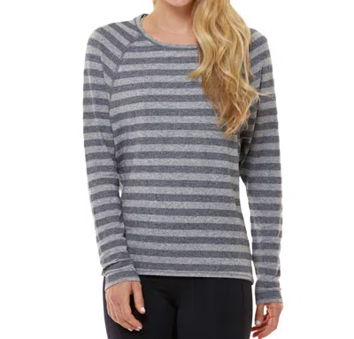 Shape Active Stripe Long Sleeve Tee In Heather Grey Stripe In Blue