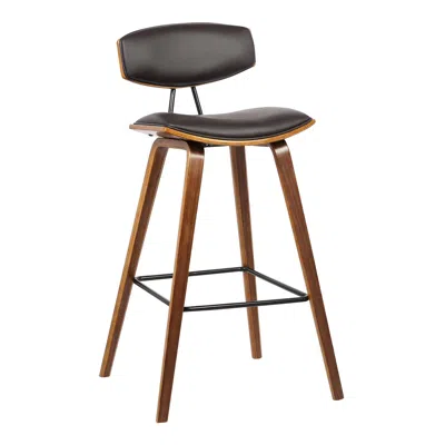 Furnizzeme Wooden Frame Leatherette Barstool With Flared Legs, Brown