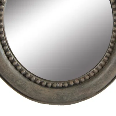 Furnizzeme Round Wooden Framed Mirror With Parrot Sculpture Top, Multicolor