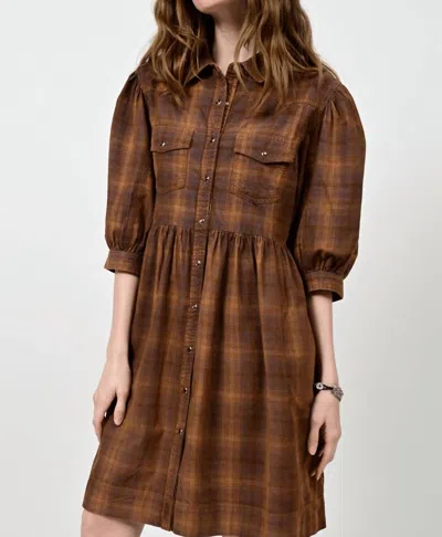 Ivy Jane Ombre Plaid Snap Dress In Brown In Brown