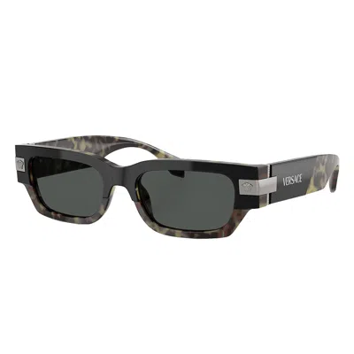 Versace Ve 4465 545687 53mm Unisex Rectangle Sunglasses In Grey