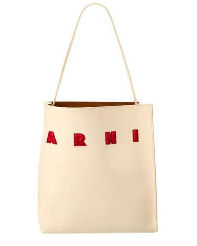 Marni Gallery Hobo Medium Top Handle In Beige
