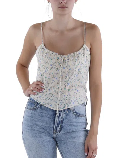 Sage The Label Flowerbuds Womens Tie Front Hidden Side Zipper Cropped In Beige