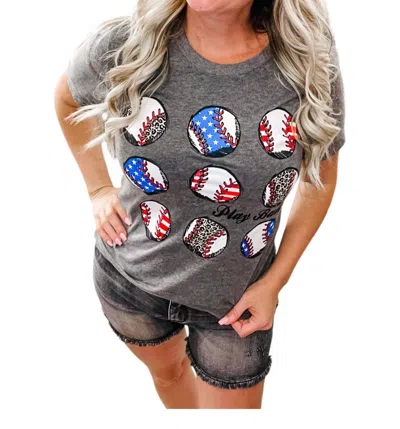 Spirit To A Tee Play Ball Baseball Tee In Grey In Grey