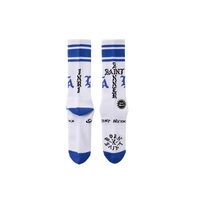 Saint Mxxxxxx Stripe-detailing Cotton Socks In White/blue