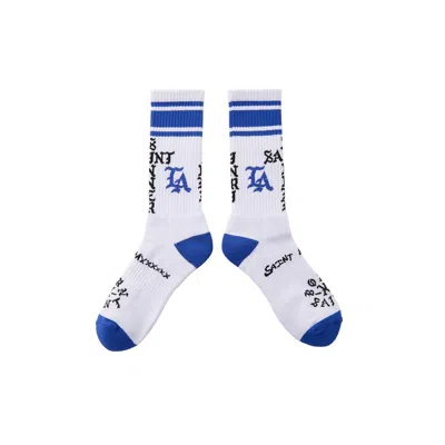 Saint Mxxxxxx Stripe-detailing Cotton Socks In White/blue