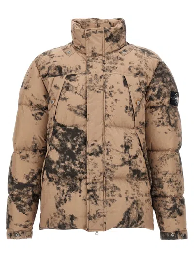 Stone Island Thermo-reactive Camouflage Puffer Jacket In Dove Grey