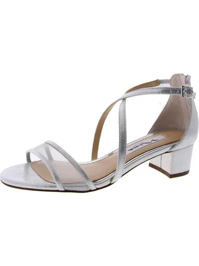 Nina Womens Faux Suede Criss-cross Kitten Heels In Silver