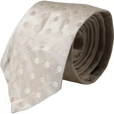 Dolce & Gabbana Beige Dotted Silk Classic Adjustable Men Tie In Beige