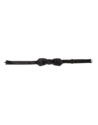 Dolce & Gabbana Black Silk Adjustable Neck Men Bow Tie In Black
