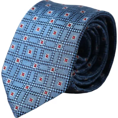 Dolce & Gabbana Blue Patterned 100% Silk Adjustable Men Tie In Blue