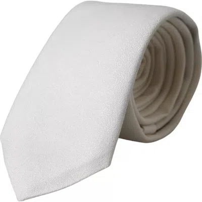 Dolce & Gabbana Off White Silk Patterned Narrow Mens Necktie Tie In White