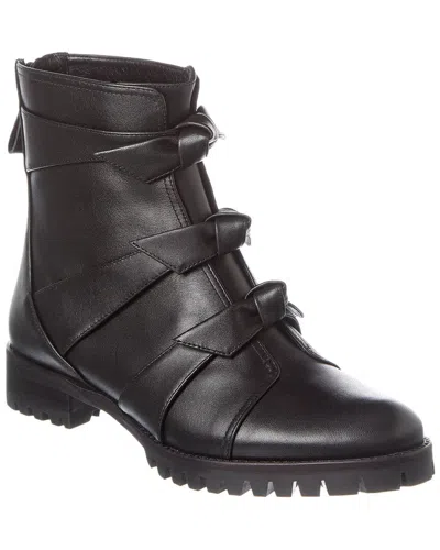 Alexandre Birman Lolita Leather Combat Bootie In Black