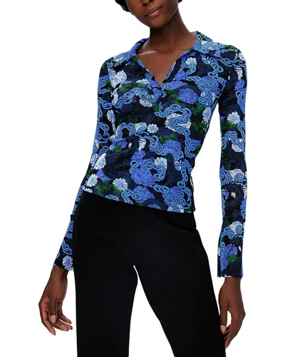 Diane Von Furstenberg Mackenzie Mesh Top By  In Size Xl In Blue
