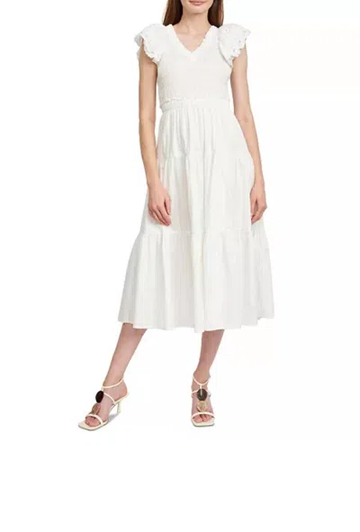 En Saison Amaya Smocked Midi Dress In White In White