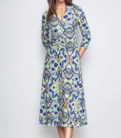 Johnny Was Kiara Matte Jersey Midi Dress In Blue Multi In Multi