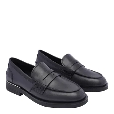 Ash Penny Leather Loafers In Black