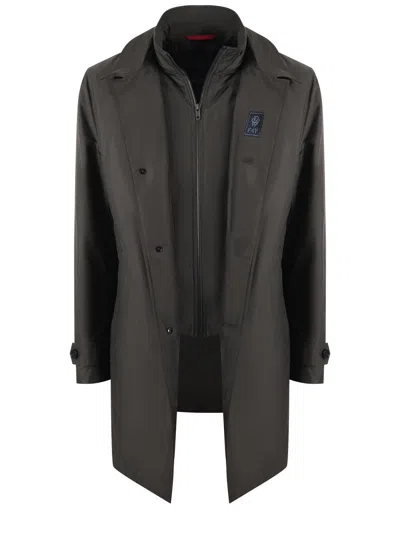 Fay Long-sleeved Casual Jacket In Grigio/verde